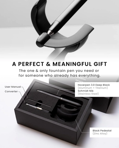Foto de novium Hoverpen Future Edition - Fountain Pen Made of Metal, Fine Nib, Futuristic Aesthetic, Desk Luxury Pen, Free Spinning Executive Pen, Signing Pen, Gifts for Dad (Deep Black)