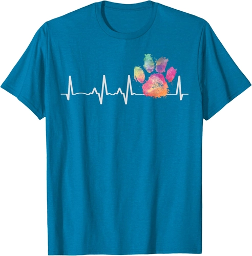 Foto de Cute Veterinarian Gift Rainbow Paw Print Heartbeat Vet Tech T-Shirt