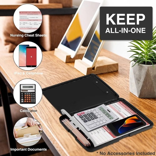 Foto de Sooez Clipboard with Storage, High Capacity Nursing Clipboard with Pen Holder, Heavy Duty Plastic Clipboard, Teacher Must Haves School Office Supplies