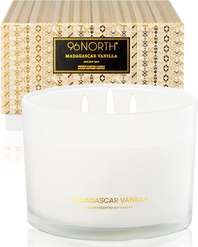 Image of 96NORTH Luxury Vanilla Soy Candles | Large 3 Wick Jar Candle | Up to 50 Hours Burning Time | 100% Natural Soy Wax | Relaxing Aromatherapy Aesthetic Candle | Housewarming Gift for Men and Women