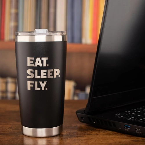 Foto de JENVIO Pilot Gifts | 20oz Laser Etched Stainless Steel Travel Tumbler Mug 2 Lids 2 Straws Gift Box and Card Included | Aviation Flight Attendant Airplane Decor Men Christmas