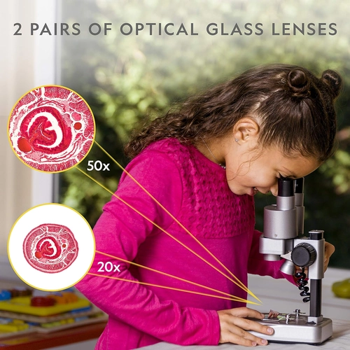Foto de NATIONAL GEOGRAPHIC Dual LED Kids Microscope - 50+ pc Science Kit with 10 Prepared Slides & 10 DIY Blank Slides, Biology Experiment Activity, Microscope Kit for Kids 8-12 (Amazon Exclusive)