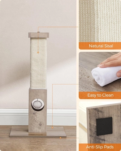 Foto de Feandrea Cat Scratching Post, Cat Scratcher for Indoor Cats, 28.7 Inches Tall, Furniture Scratching Deterrent Sisal Scratch Pole with Toy, Greige UPCA021G01