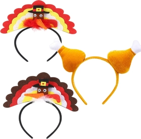 Image of 3PCS Thanksgiving Turkey Headbands, Turkey Head Boppers for Kids Women Thanksgiving Dress Up Costume