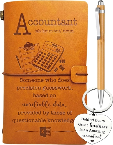 Foto de Accountant Gifts for Women, Accountant Leather Journal 140 Pages Notebook, Accountant Keychain, Accounting Gifts Ideas, Humor Gift for Accountant Birthday Graduation Retirement Christmas