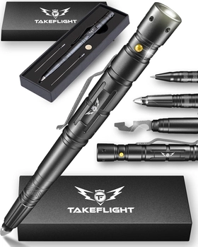 Image of Tactical Pen - Self Defense Pen with Flashlight - Tactical Flashlight Multi Tool Survival Pen + Glass Breaker + Bottle Opener in Gift Box for Men & Women