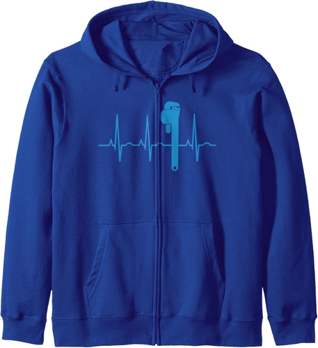 Foto de Funny Plumbing Tools Wrench Heartbeat Plumber Gift For Men Zip Hoodie