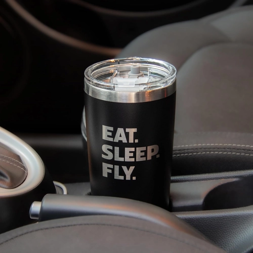 Foto de JENVIO Pilot Gifts | 20oz Laser Etched Stainless Steel Travel Tumbler Mug 2 Lids 2 Straws Gift Box and Card Included | Aviation Flight Attendant Airplane Decor Men Christmas