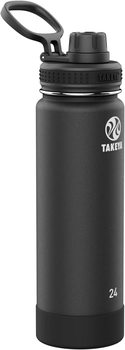 Image of Takeya Actives 24 oz Vacuum Insulated Stainless Steel Water Bottle with Spout Lid, Premium Quality, Onyx